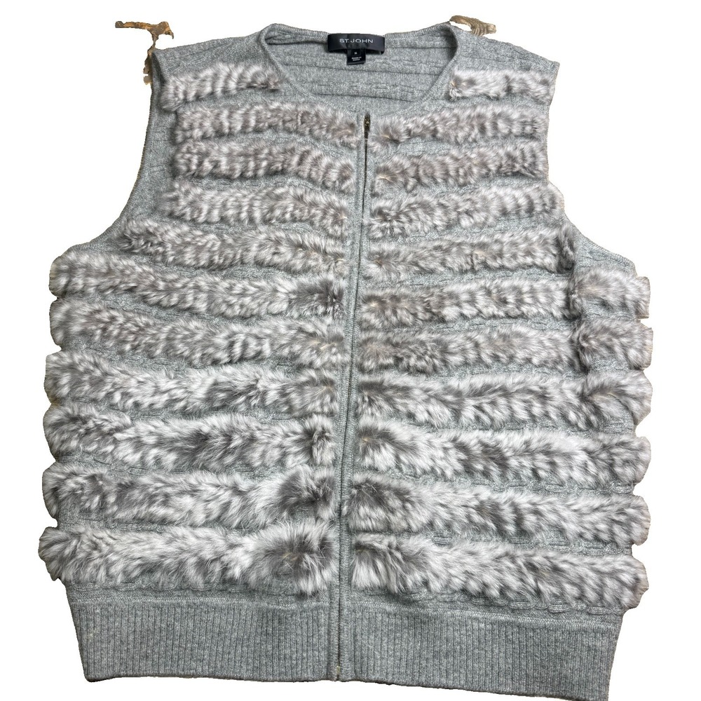 St John Vest Rabbit Fur XL Gray